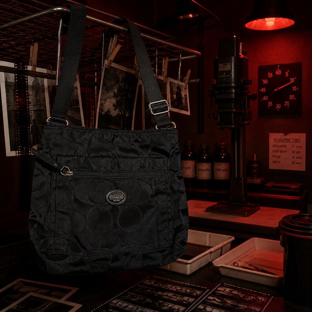 Coach Black Signature Nylon Crossbody Bag F77408